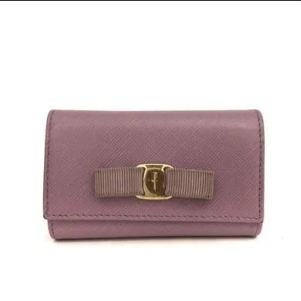Salvatore Ferragamo Lilac 6/ Plus Key Ring Key Holder with Gold Accent